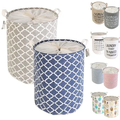 Image de Lot de 2 paniers à linge pliables avec cordon de serrage