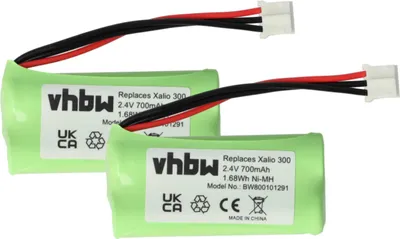 Produktbild von vhbw 2x Akku Ersatz für H-AAA500X2 für schnurlos Festnetz Telefon (700 mAh, 2,4 V, NiMH)