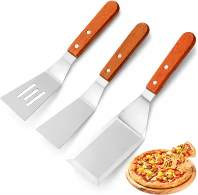 Produktbild von Grillspatel 3 Stücke, Edelstahl, mit Holzgriff, für Barbecue