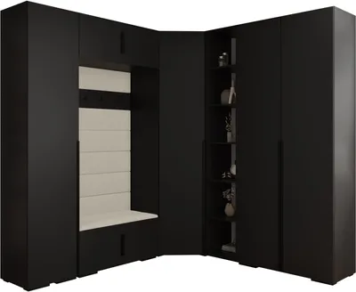 Produktbild von MEBLE KRYSPOL Inova 1 Möbelset Garderobe, 236,7x371,7x47cm - Schwarz, Manila 02, Schwarz