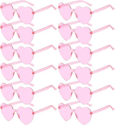 Image de Lunettes de soleil avec des cœurs roses, lot de 12, lunettes de fête amusantes pour mariage, anniversaire, carnaval