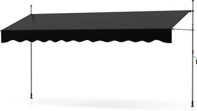 Produktbild von COSTWAY Klemmmarkise 400 cm breit, Balkonmarkise ohne Bohren mit Handkurbel, höhenverstellbar & UV-beständig, Markise Sonnenschutz Schwarz