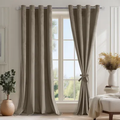 Obrázok produktu pre Omgoods – Súprava 2 závesov z krémovej zamatovej látky – výška 260 cm, šírka 140 cm – nepriehľadné, zatemňovacie, vhodné do obývačky a spálne
