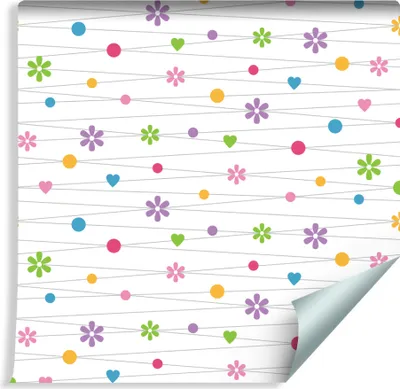Produktbild von 10m VLIES TAPETE Rolle Kinderzimmer Blumen Herzen Punkte XXL