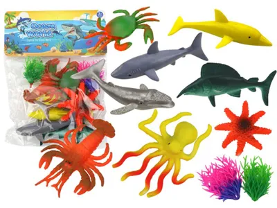 Produktbild von Leantoys Zestaw Figurek Zwierz?t Morskich 8 Sztuk Ro?liny Wodne