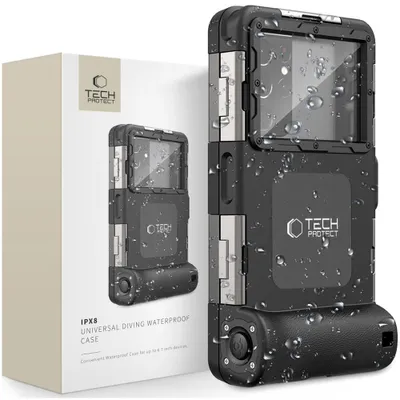 Produktbild von Tech-Protect Ipx8 Universal Wasserdichtes Tauchgehäuse Schwarz