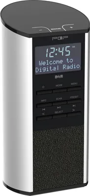 A digital radio with a display and buttons.