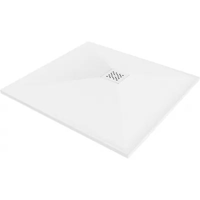 Zdjęcie produktu dla Mexen Stone+ brodzik kompozytowy kwadratowy 80 x 80 cm, biały, maskownica biała - 44108080-W