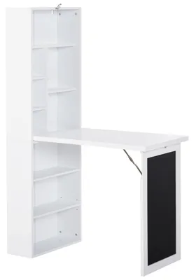 Immagine prodotto di Scrivania da Ufficio Pieghevole con Libreria 98x51x153 cm Bianca