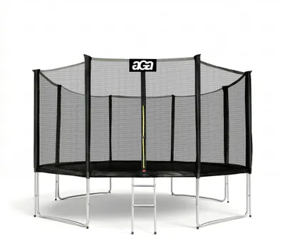 Produktbild von Aga SPORT PRO Trampolin 366 cm 12 ft Schwarz,Kindertrampolin,Gartentrampolin mit Sicherheitsnetz + Schutznetz + Leiter