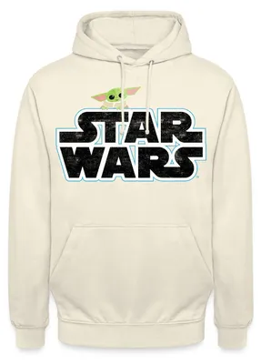 Produktbild von Star Wars: Mandalorian Schriftzug Mit Grogu Uni Hoodie, S, Vanille-Milchshake