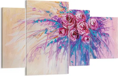Produktbild von Bild auf Leinwand - Leinwandbild - 4 Teile - Blumenstrauß Blumen Rosen - 120x70cm - Wand Bild - Wanddeko - Wandbilder - Leinwanddruck - Bilder - Wanddekoration - Leinwand bilder - DL120x70-4465