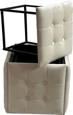 Imagen del producto de Puf transformable 5 en 1: 5 taburetes en 1, tapizado en terciopelo crema, modelo 2250