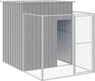 Obrázok produktu pre vidaXL Domček pre psa s výbehom Svetlo šedá 165x251x181 cm Pozinkovaná oceľ