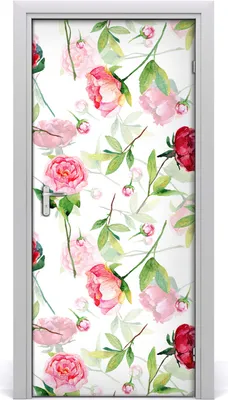 Produktbild von Tulup Türaufkleber 95x205 cm Dekorative Aufkleber Selbstklebend Wasserdichte Tapete Abnehmbar Schlafzimmer Wohnzimmer Wohnkultur - Rosen und Pfingstrosen