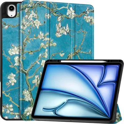Produktbild von Mobigear Tri-Fold iPad Air 13 Zoll (2024) Hülle Klapphülle + Stifthalter - Almond Blossoms