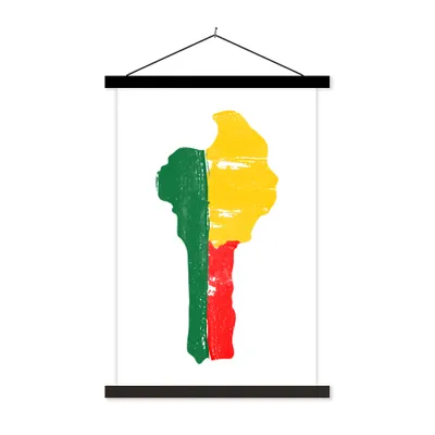 Produktbild von MuchoWow® Textilposter Benin - Karte - Flagge 120x180 cm mit schwarzem Rahmen - Fotos