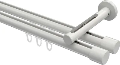 Produktbild von Interdeco Innenlaufstange / Gardinenstange mit Innenlauf Weiß, Typ Siteno Santo (Kappe), 20 mm Ø 2-läufig, 320 cm