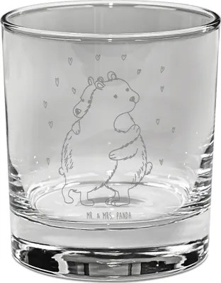 Produktbild von Mr. & Mrs. Panda Tumbler Eisbär Umarmen - Transparent - Geschenk, Gravur Whiskyglas, Glas, Rocks, Lustige Sprüche, Whiskey