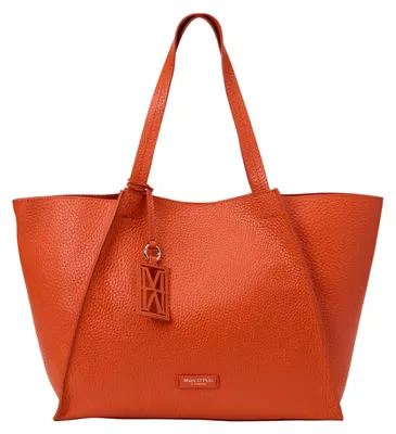 Productafbeelding van Marc O'Polo Leer shopper schoudertas Biana Shopper Vivid Orange oranje