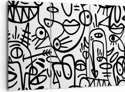 Produktbild von Bild auf Leinwand - Leinwandbild - 3 Teile - Zeichnen Cartoon Graffiti - 105x70cm - Wand Bild - Wanddeko - Wandbilder - Leinwanddruck - Bilder - Wanddekoration - Leinwand bilder - CE105x70-4971