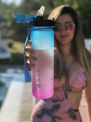 Image de Bouteille de sport avec paille, 1 litre, étanche, sans BPA, 32 oz