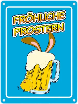 Produktbild von Fröhliche Prostern Metallschild in 15x20 cm mit Bierkrug