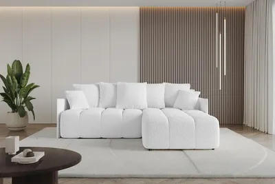 Produktbild von ALTDECOR Ecksofa mit Schlaffunktion und Bettkasten LONLI-L 251x189x68 cm Weiß - Corner Sofa Bett Eckcouch Couch L-Form Schlafcouch Ausziehbar Wohnlandschaft Schlafsofa Cauchsofa