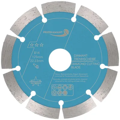 Obrázok produktu pre PRODIAMANT Diamantový rezací kotúč 125 mm na betón, kameň, tehly, univerzálny B14