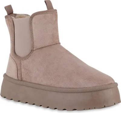 Produktbild von VAN HILL Damen Warm Gefütterte Plateau Boots Stiefeletten Winter Schuhe 840621, Farbe: Tan, Größe: 37