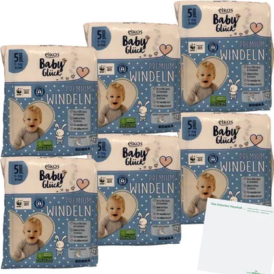 Produktbild von Elkos Premium Windeln Gr.5 Junior 6er Pack (6x36 Stück) + usy Block