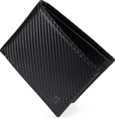 Produktbild von SERASAR | Geldbörse aus Karbonleder [Carbon] mit Schwarz Leather | Farbe: Schwarz | Länge: 13cm
