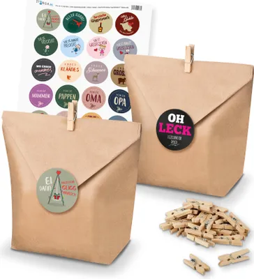 Produktbild von itenga SET Geschenktüten Geschenkesticker Saarländisch (Motiv 80) 24 x Tüten + K