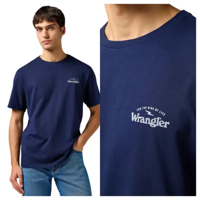 Immagine prodotto di Wrangler | T-shirt da uomo con grafica, blu navy, cotone, taglia M