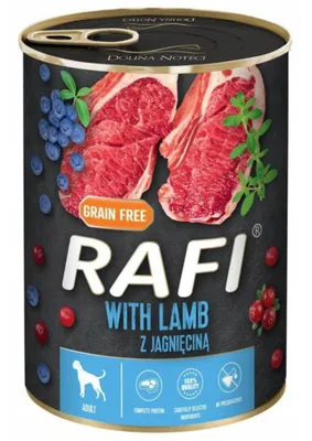 Produktbild von Rafi mit Lammfleisch - Getreidefrei Nassfutter für erwachsene Hunde aller Rassen 400g