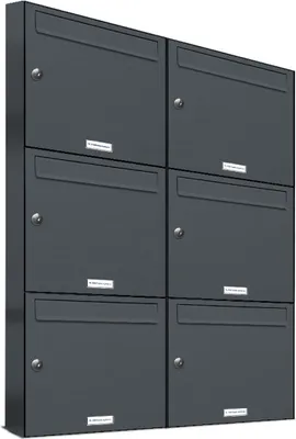 Produktbild von 6er Briefkasten Anthrazit Anlage 6 Fach Wandbriefkasten Postkasten