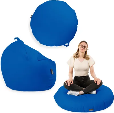 Produktbild von Sitzsack mit füllung 2 in 1 Sitzkissen Bean Bag Outdoor Indoor Wasserfest | Blau 125cm