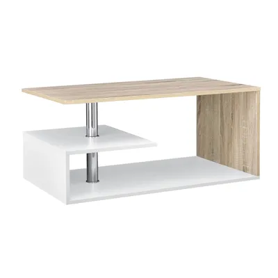 Immagine prodotto di In And OutdoorMatch Tavolino Charlene - 90x50x41cm - Colori bianco e rovere - Truciolato - Design moderno