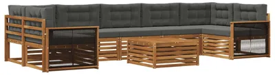 Produktbild von vidaXL Outdoor-Sofagarnitur mit Kissen 8 pcs Natur und Anthrazit