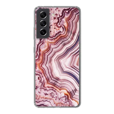 Produktbild von MuchoWow® Handyhülle Schutzhülle Hülle für Samsung Galaxy S21 FE Naturstein - Rosa - Luxus Silikon Softcase Handy Hülle - Mobiltelefonhülle