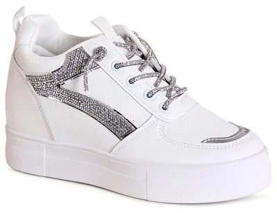 Produktbild von topschuhe24 3136 Damen Keilabsatz Sneaker mit Glitzer, Farbe:Weiß, Größe:38 EU