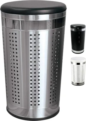 Produktbild von Wäschekorb mit Sitzkissen - Rund 60,5 cm Höhe Metall Schwarz/Silber
