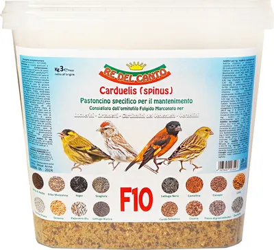 Produktbild von Re del Canto, F10 Maintenance - 1 Packung à 3kg - Brei mit Mischung - Futter für Stieglitz, Zeisig, Akkordeon, Serin, Venezuela Cardinalini, Spinus, Futter, 3 kg