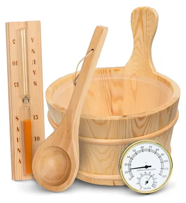 Produktbild von Saunazubehör 4-teiliges Set aus Holz