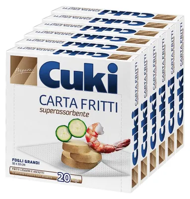 Productafbeelding van Cuki superabsorberend frituurpapier, 32 x 33 cm, 6 verpakkingen met elk 20 vel