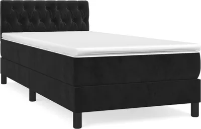 Produktbild von vidaXL Boxspringbett mit Matratze Schwarz 90x200 cm Samt