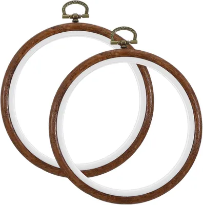 Produktbild von Sticken, Stricken & Weben für Kinder Ouligay 2 Stück Stickbordüren Holz 13 cm Stickrahmen Runder Stickrahmen Verstellbarer runder Stickrahmen-Satz für