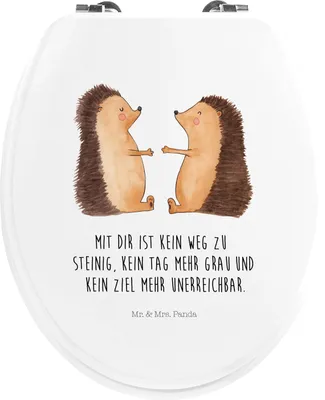 Produktbild von Mr. & Mrs. Panda Toilettendeckel Igel Liebe - Weiß - Geschenk, Holz Klobrille, klo deckel, Klo-Deckel, WC Brille, Hochzeit, Hocheitstag, Jahrestag, Hochzeitstag