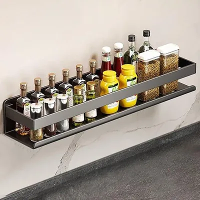 Produktbild von Famanu Kräuterregal Wandmontage - schwarz - Metall - 50 x 10 x 8 cm