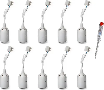Produktbild von Baustellenfassung schwarz / weiß E27  230V max. 60Watt + 1 Phasenprüfer - Menge: 10 x weiß + 1 Prüfer